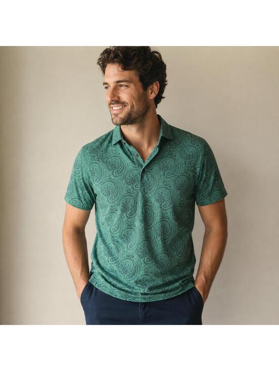 Emanuel Berg Other - Emanuel Berg Modern Slim Fit Green Paisley Polo Shirt M Cotton Made in Poland